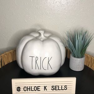 Rae Dunn White Large Trick Pumpkin